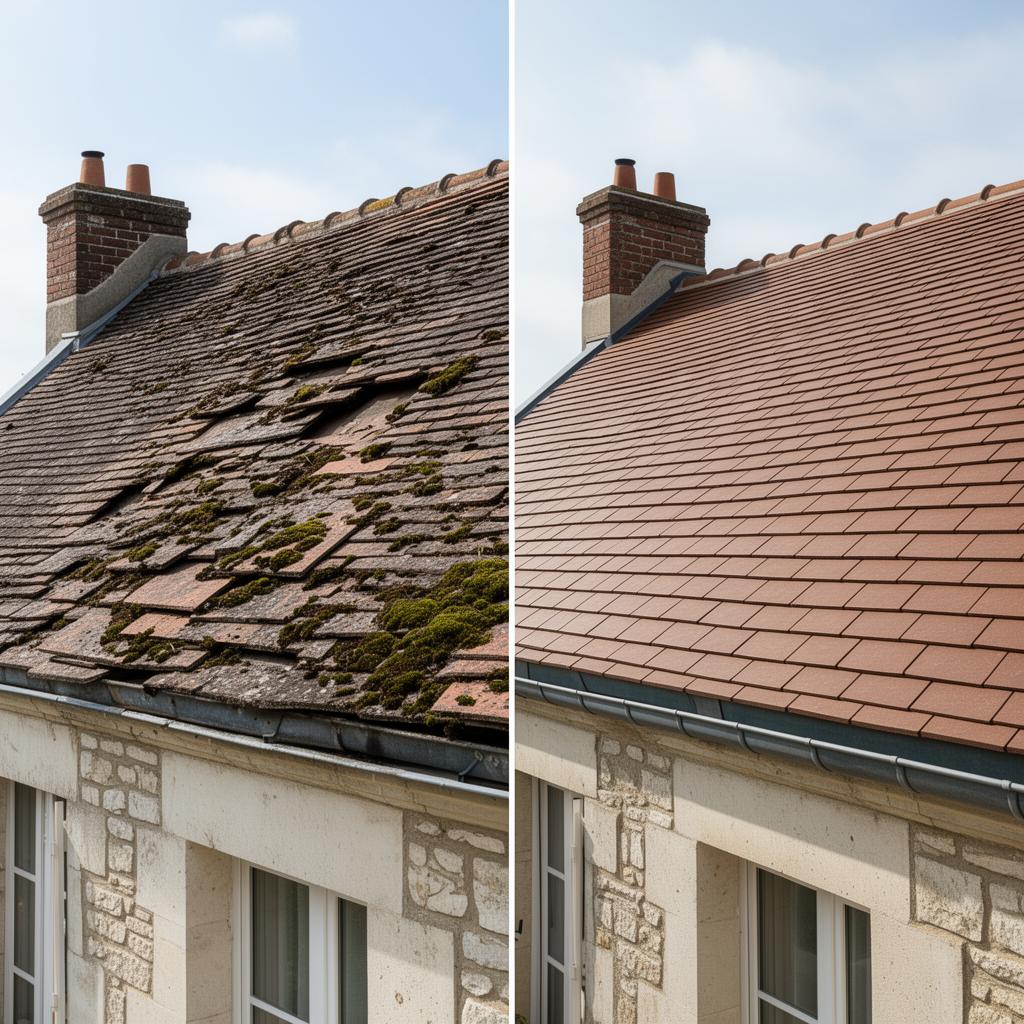 Avant après rénovation toiture