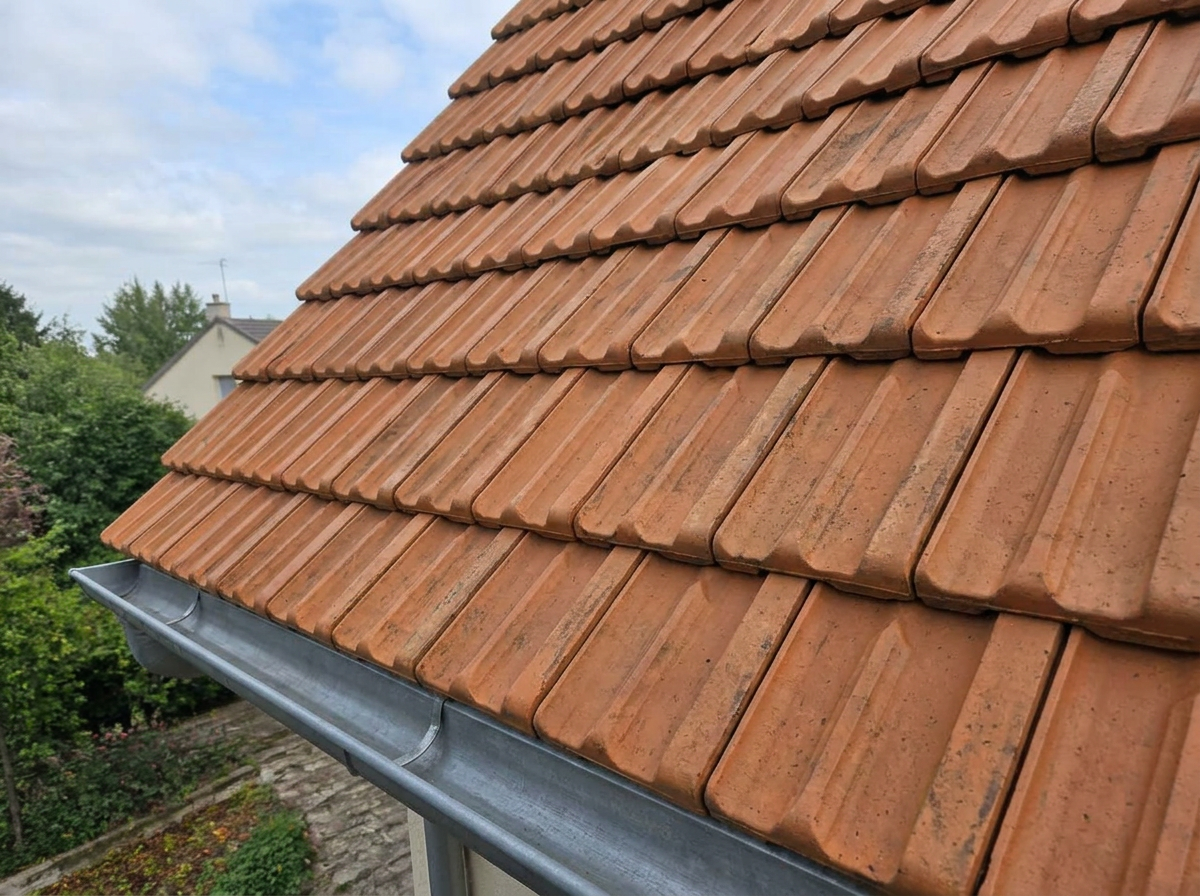 Toiture après démoussage avec tuiles propres